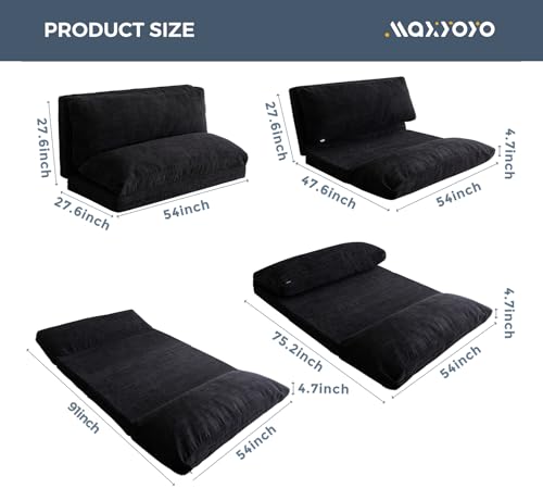 Image of MAXYOYO Folding Sofa Bed, Convertible Chair Couch, Floor Bean Bag Sofa