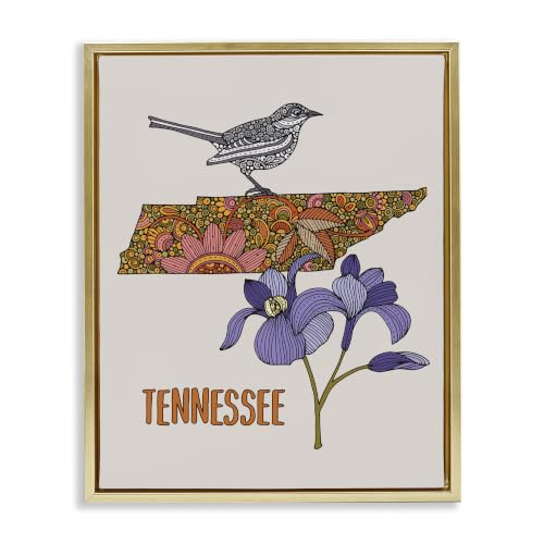 Stupell Industries Tennessee Iris Bird Floral, 24 x 30 Inch Canvas Wall Art
