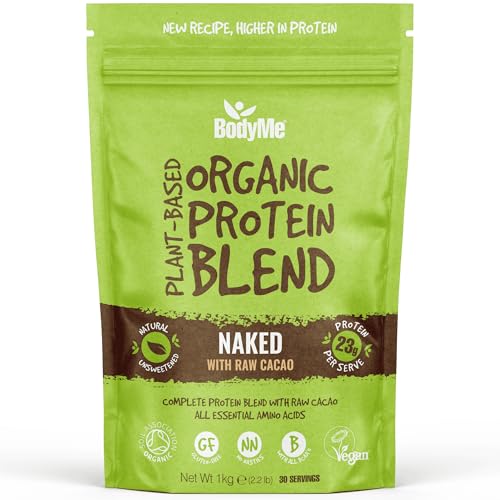 BodyMe Organic Vegan Protein Powder with Raw Cacao (1Kg - 30 Servings) Additive-Free, Dairy-Free, Sugar Free, Sweetener Free. 23g Complete Plant- Protein, Muscle Performance and Recovery.