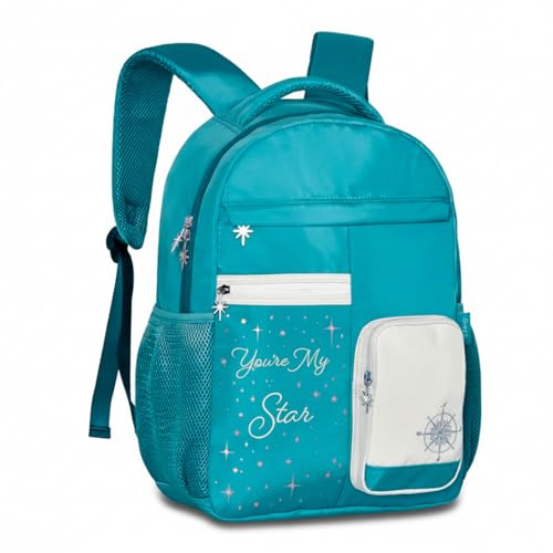 Mochila Escolar de Costas Azul Glitter Juvenil Feminina com Brilho | Leve e Resistente para Escola e Passeio Cor Azul
