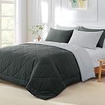 Aisbo Coverless Duvet King Size 4.5 Tog - 230 x 220cm, Dark Gray Summer Duvet, Cosy and Lightweight Quilt, Reversible Comforter with 2 Pillowcases, Dark Grey/Light Grey