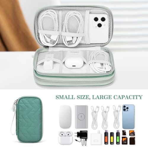 Image of FYY Electronic Organizer, Travel Cable Organizer Bag Pouch Electronic Accessories Carry Case Portable Waterproof Double Layers All-in-One Storage Bag for Cable, Cord, Charger, Phone,-Pattern Green