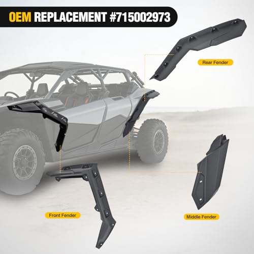 Image of Nilight Front & Rear Extended Fender Flares Compatible with Can-Am Maverick X3 & Max DS RS RC MR Turbo RR 2017-2025 Fenders Mud Guards OEM #715002973