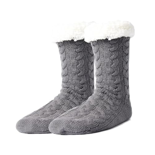 Image of Women's Fuzzy Warm Slipper Socks with Grips Cozy Fluffy House Socks Indoor Winter Non Slip