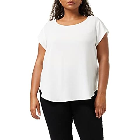 ONLY Damen Einfarbige Kurzarm Bluse | Basic Rundhals Ausschnitt | Blusen T-Shirt Blouse Oberteil ONLVIC, Farben:Weiß, Größe:44 Cover
