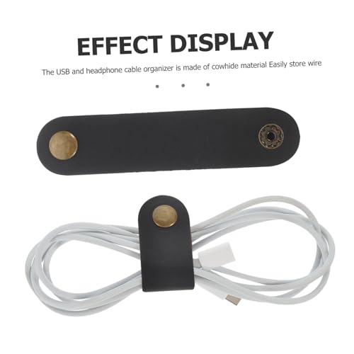 TEHAUX 5 piezas Sujetacables para debajo del escritorio Organizador de cordones de cuero miniatura 3