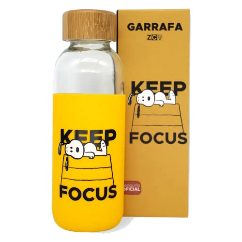 Garrafa Snoopy Ecológica De Vidro E Silicone Oficial Peanuts