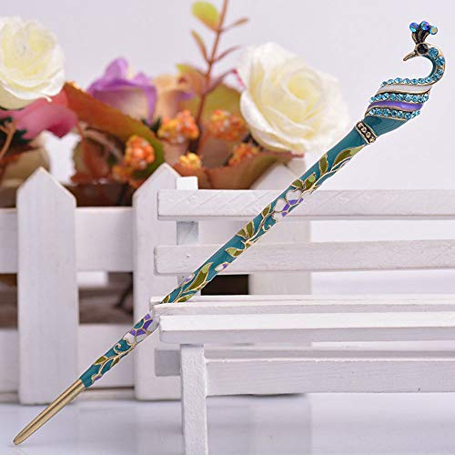 image for DAWEIF Traditional Chinese Hairpin, Peacock Shape Hair Chopsticks Wome