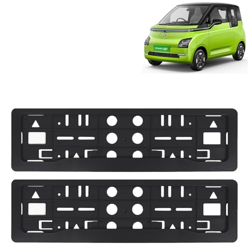Image of KINGSWAY Comet EV Car Number Plate Frames for All 2023 Onwards Models of Morris Garages (MG) Car Registration Plate Holders, Black Licence Plate Covers (Front and Rear), Universal Size 51.5 x 14.5 cm