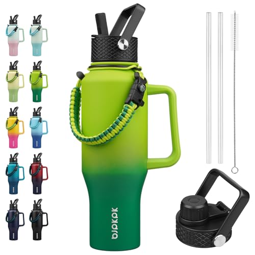 Image of BJPKPK 35oz Insulated Water Bottle with Handle & Straw Lid, Stainless Steel