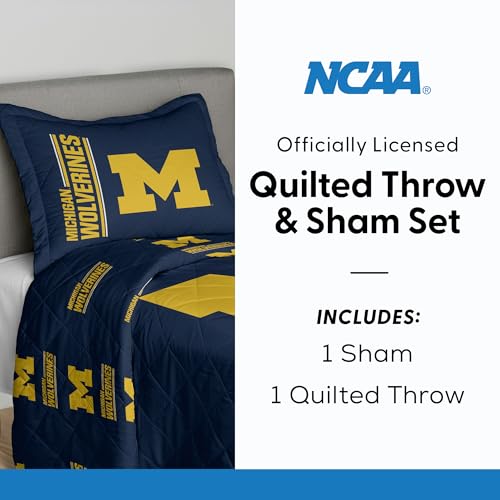 Northwest NCAA Michigan Wolverines Summarize Quilted Throw Blanket with Sham, Soft Cozy Bedding, All Seasons, 60 x 80 inches by Northwest - Image 6