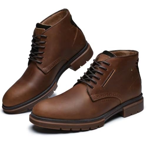 Image of Arkbird Men's Chukka Boots, Leather Ankle Dress Boot Casual Oxfords Lace Up Work Shoes CR-Brown 10.5
