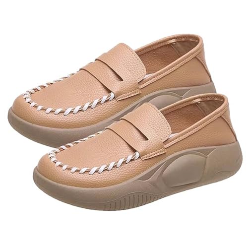 Zapatillas de plataforma para mujer, zapatos casuales para mujer, zapatos de verano, transpirables, cómodos, para caminar, suela suave, antideslizantes, zapatos descalzos, caqui, 36 EU