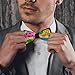 SVEFDOC Men's Boys Fashion 80S 90S Fashion Style Geometric Colorful Art Pre-Tied Bow Ties, Adjustable Neck Band Creative Bow Ties for Holiday Party, New Year, Suit