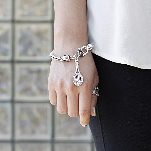 Inspired Silver - Tennis Racket Braided Bracelet For Women - Silver Customized Charm Bracelet With Cubic Zirconia Jewelry #TOP2