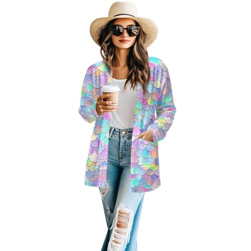 Image of Women's Open Front Cardigan Long Sleeve Loose Sweater Lightweight Soft Cardigan Jackets