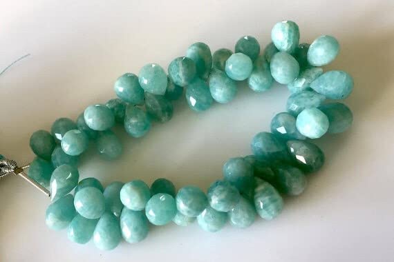 Perles amazonite bleu vert LKBEADS facettées en goutte pour création bijoux diy - 2