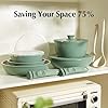 Redchef Ceramic Nonstick Pans and Pots Set, Ceramic Cookware Set with Detachable Handles16Pcs, Induction Dishwasher Oven Safe Kitchen Cooking Set, PFAS PFOA & PTFE Free, Green #4