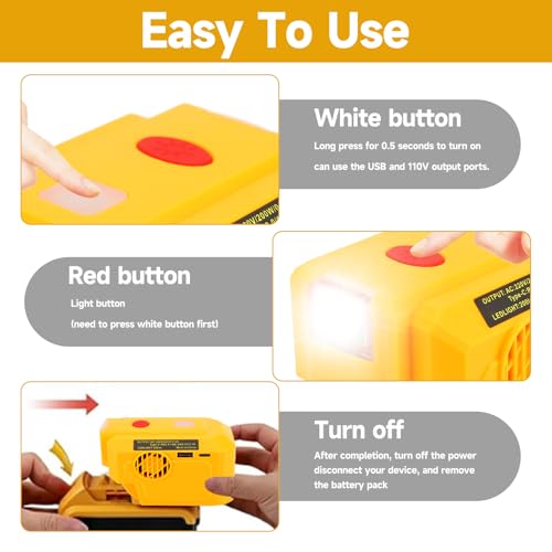 200W Akku Wechselrichter, 18V Akku Spannungswandler Konverter mit PD3.0 und Type-C, DC 18V auf AC 220V, Klein und Leicht zu Tragen, Weit Verbreitet für Outdoor, Haushalt