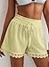 Dokotoo Women's Shorts Fashion Lace Trim Drawstring Elastic Waist Yellow Short Pants Lightweight Loose Athletic Beach Cover ups Medium
