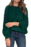 PRETTYGARDEN Women's Fashion Sweater Long Sleeve Casual Ribbed Knit Winter Clothes Pullover Sweaters Blouse Top (Dark Green,Medium)