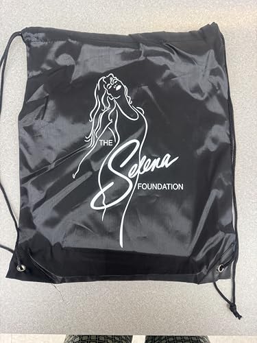 Selena Quintanilla Foundation Drawstring Gym Bag, Black Nylon with Logo Print