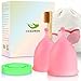 Copa Menstrual ECOLÓGICA - Copa Menstrual Reutilizable - Kit completo de 2 copa menstrual Sostenible 100%, talla S y L+ esterilizador copa menstrual + su cepillo ECOLÓGICO de Bambú para su limpieza