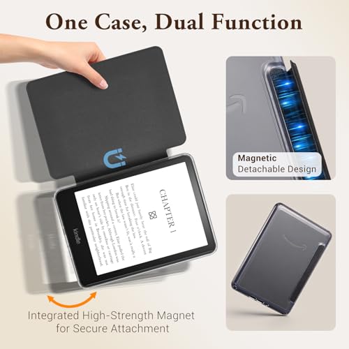Image of CoBak Detachable Magnetic Case for Kindle Paperwhite (6.8 inch 11th Generation 2021 Released) - Ultra Slim Transparent Clear TPU Back Shell Protective Cover with Auto Wake /Sleep Feature