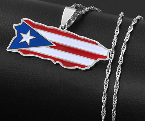 Hafrita Puerto Rico Map And Colored Flag Pendant Necklaces Gold Puerto Ricans Necklace2
