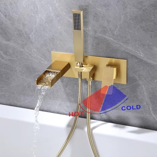 Ensemble de robinet de douche mural gris avec mitigeur cascade de bain - 5