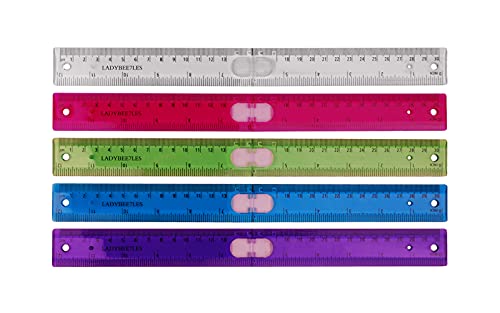 LADYBEE7LES 12' Plastic Folded Rulers Assorted Color 5pcs Pack, Foldable, Portable, Easy to Carry...