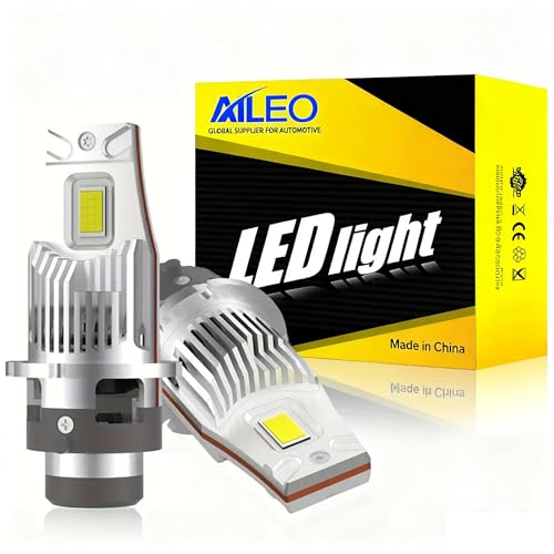 AILEO Ampoules LED D4S 2026 Version mise à jour, Lampe de Phare Voiture 200W 11000LM 6500K Blanc Froid, Puces CSP 5070, Remplacement Direct Ampoules Xénon HID, Plug & Play, Lot de 2