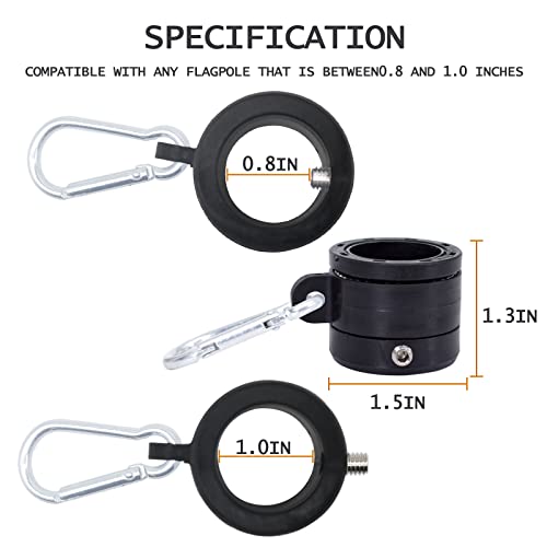 Ppeen 2 Pack Flag Pole Rings, 360 Degree Rotating Flagpole Flag Mounting Rings Spinning Flag Pole Kit With Carabiner For 0.75-1.00 Inch Diameter Flagpole (¦Μ 1 Inch, Black) (Black)¡­ #TOP3
