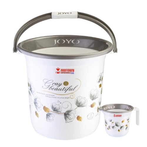 Premium Round 20L Bucket Set for Bathroom 20L Bucket & 1L Mug Joyo Printed || Midtown Supermarket (Grey, 20 L) (B0CR8CW795) Amazon Price History, Amazon Price Tracker