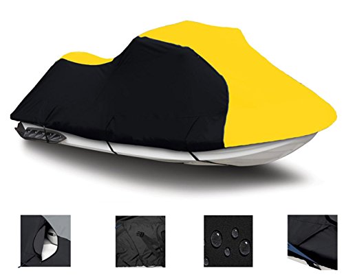 SBU Black/Yellow Heavy-Duty, PWC 600D Jet SKI Cover Compatible for Sea Doo Sea-Doo Bombardier GTI SE 130 2007 2008 2009 2010