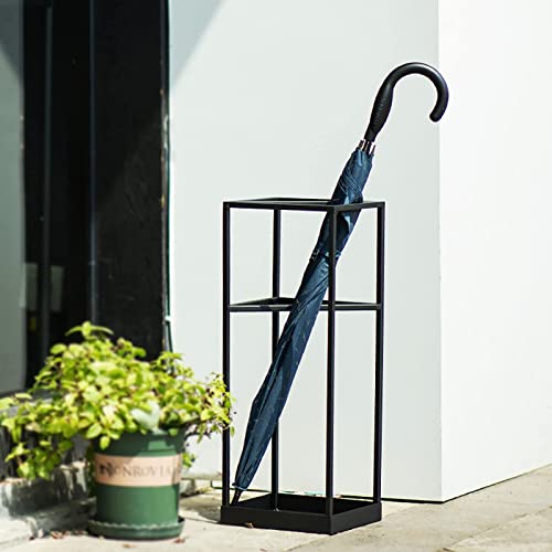 Porte-parapluie noir avec bac de récupération d'eau pour entrée propre - 4