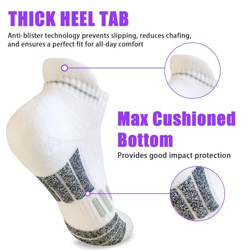 Women's Cotton Athletic Ankle Socks with Wicking Anti-Blister Arch Support Cushioned Sole for Running 5 Pairs4