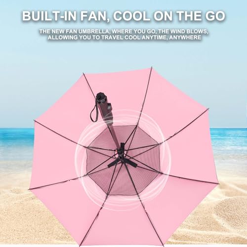 Qvzczvq 3 In 1 Umbrella With Fan And Mister, Uv Blocking Umbrella With Mist and Fan, Sun Umbrellas with Fans and Mister,USB Rechargeable Summer Sunshade (Blue)