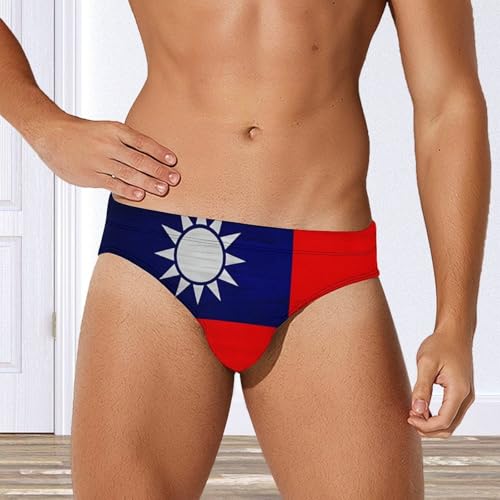 Taiwan Flag Wood Mens Swim Briefs Sexy Bikini Swimwear Bathing Suits Trunks4
