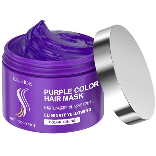 Purple Hair Mask with Keratin, Deep Conditioner and Toner for Blonde, Brassy Hair, Remove Yellow...