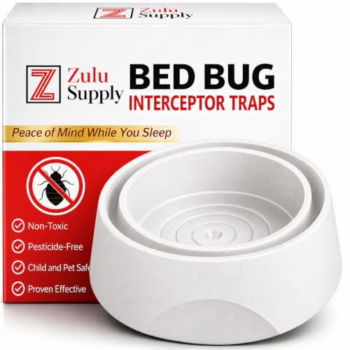 Bed Bug Interceptor Traps 8-Pack White Passive Monitor & Detection Trap Universal Fit for Bed & Furniture Legs Reusable Non-Climbable Wall Pest Control Protection (8-Pack White)