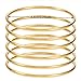 Sterling Silver Bangle Bracelets for Women,Fashion Jewelry Simple Adjustable 925 Silver Cuff Bangles for Women Mom Wife Valentine Mothers Day Gift (Gold 6 pieces)
