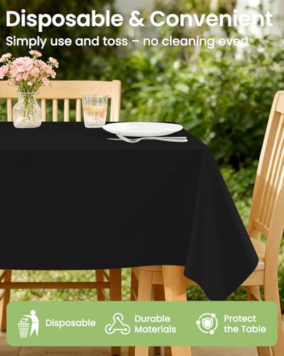 Image of LANLISA 4 Pack Black Plastic Tablecloth Disposable, 54 x 108 Inch