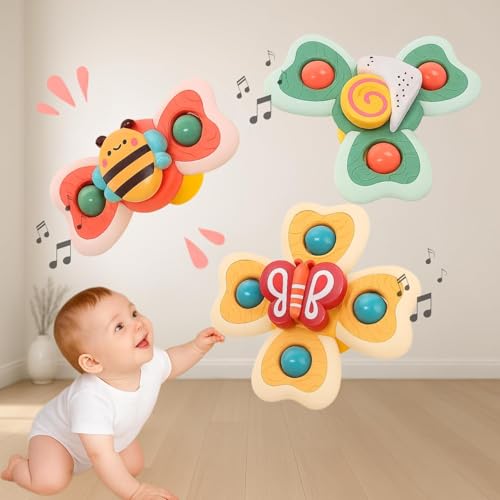 Image of Toy Imagine Insect Themed Suction Spinner Toys for Babies & Toddlers Toys for Kids Travel-Friendly Baby Toy (Insect-Themed-1)