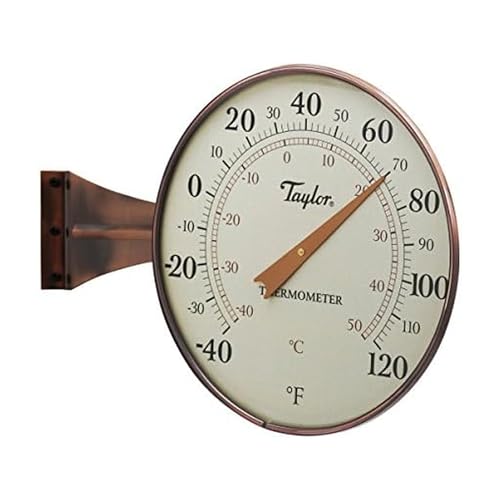 Taylor Heritage Collection Dial Indoor Outdoor Thermometer, Wireless Thermometer with Easy to Read Large Numbers for Patio, Pool, and Indoor Areas, 8.5-inch, Copper by Taylor - Used condition - US$19.22