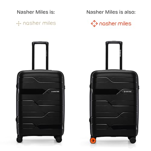 Image of Nasher Miles Paris Hard-Sided Polypropylene Luggage Set of 2 | 55cm & 65cm | 8 Wheels Small & Medium Trolley Bag for Travel | Suitcase (Black)