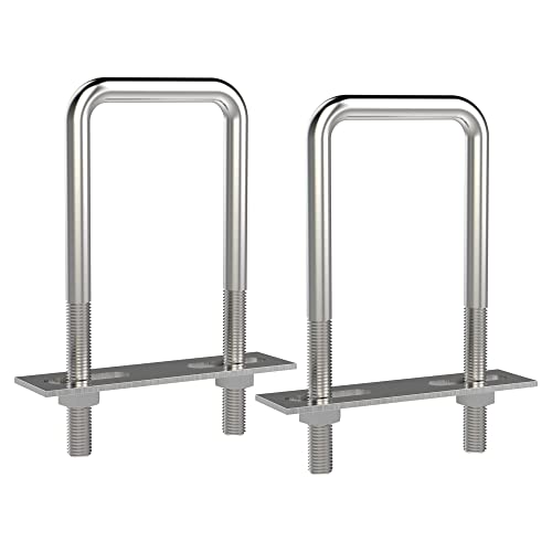 FOCMKEAS 2 Sets 304 Stainless Steel Square U-Bolts 2.75"(70mm) Inner Width, 4.33"(110mm) Length Stainless with M8 Nuts, Frame Plate, Accessories for Automobiles Trailer, Boat Trailer Industrial Parts