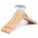 Amber Home Solid Wood Shirt and Dress Hangers Wedding Hanger Natural Color with Chrome Hook 10 Pack