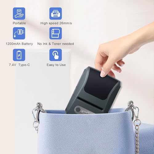 Image of Label Maker with Tape, Label Printer for Business, Sticker Printer- Compatible with 12-57mm Width Labels, Wireless Connectivity, High-Speed Printing, 1200mAh Battery, for Office & Home (Black)