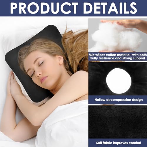 VAVPUP Piercing Kissen mit Loch,Ohrlochkissen für Seitenschläfer mit Ohrloch,O-Förmiges Design,Superfeine Baumwollfaser,Starke Stützkraft,Tragbar Donut Kissen für Zuhause,Reisen und Büro(schwarz)